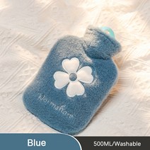 생리핫팩 1000ML 뜨거운 물 주머니 따뜻한 배꼽 손 귀여운 따뜻한 물 주머니 핸드 워머 꽃 뜨거운 물병 가방 워터 워머, 500MLBlue, 02 500MLBlue
