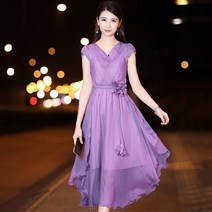 여자원피스 여친룩 인싸 브이넥 허리 라인 쉬폰스커트