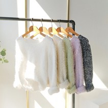 몽글 보들보들 앙고라 세미크롭 긴팔 니트