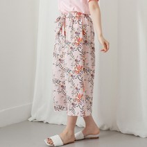 사입자mall F990 플라워 리본밴딩 7부바지 허리밴딩 여름바지 여성용팬츠 쉬폰 바지