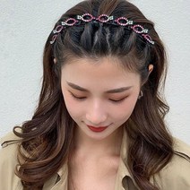 큐빅 집게머리띠 볼륨머리띠 벼머리 앞머리고정 얇은 큐빅머리띠 제니 화관머리띠, 화이트