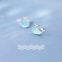 미즈우드 고래 스터드 작은 신선한 푸른 물고기 귀여운 해양 동물 귀걸이