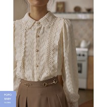 펀칭블라우스 레이스 화이트 하객룩
