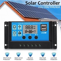 태양광인버터 10a20a30a40a 태양열 충전기 컨트롤러 12v 24v 자동 pwm 컨트롤러 lcd 디스플레이 5v 듀얼 usb 출력 컨트롤러 홈 배터리, 은