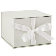 Hallmark 접을 수 있는 선물 상자 번들 (리본이 달린 2개의 매칭 박스: 펄 화이트) 결혼식 신부 들러리 선물 브라이덜 샤워 졸업식을 위한, White