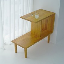 [모던로그] 올리브 DIY 원목 디귿자 사이드테이블, 다크브라운
