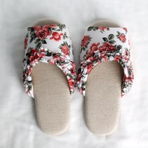 거실화 인테리어 실내슬리퍼 로즈프릴, 코랄레드