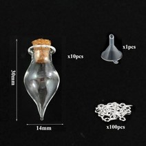 [케이로] 473119 코르크 마개가 있는 소형 미니 유리병 항아리 100 개 아이 나사 및 1 작은 깔때기 DIY 보석 만들기 5-10, 10HA set