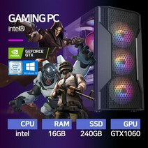 게이밍 조립 컴퓨터 16GB 240GB GTX1060 장착, 베놈블랙, 다이아몬드