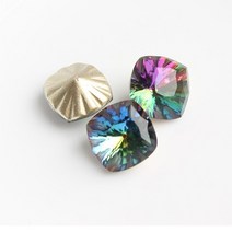새로운 네일 아트 라인 석 30 개갑 뾰족한 바닥 사각형 유리 믹스 컬러 스톤 3d, 불꽃 녹색, 8mm, 100개
