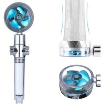 고압 샤워 헤드 핸드 헬드 터보 팬 하이드로 제트 필터 360 도 회전 차저, New Blue