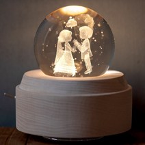 우드 크리스탈 웨딩 오르골 프로포즈 결혼 선물, 신랑신부 (새의 시음악)