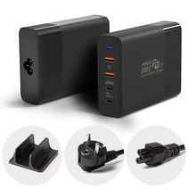 유엠투 PD USB C타입 접지 고속 멀티 충전기 QCPD150W, 블랙, 1개