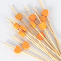 대나무 컬러 과일꽂이 꼬지100P l 햄버거 샌드위치, 14. 오렌지하트, 1봉지약100P