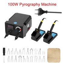 Pyrography나무 굽기 Pirograbador 온도 조절 버너 나무 소작 낙화술 펜 조롱박 공예 도구 세트, 100W+미국