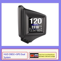 헤드업 다기능 HUD 가제트 OBD2 GPS 온보드 컴퓨터 A 필러 트림 설치 RPM 터보 오일 압력 수온 속도계, 01 Black