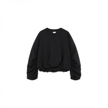 DRIES VAN NOTEN 드리스반노튼 여성 턱트 볼륨 코튼 맨투맨 - 블랙