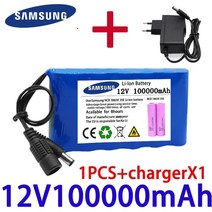 18650 휴대용 슈퍼 충전식 리튬 이온 배터리 팩 CCTV 캠 모니터 포함 정품 12V 20000mAh 전기용량 DC 12.6V 30Ah 신제품, 06 100A X1 Charger X1