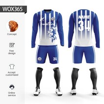 맞춤형 승화 100% 폴리에스테르 축구 유니폼 훈련 저지 세트 겨울 야외 긴팔, 09 WOX365, 1개