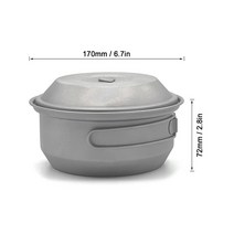 뚜껑과 접이식 손잡이가 있는 1100ml 티타늄 냄비 야외 캠핑 배낭 요리 냄비 조리기구, 유형 2, 1개