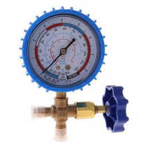 매니폴드게이지 에어컨 진공 싱글 전문 에어컨 냉매 압력 게이지 220PSI, 01 Blue
