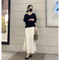 샤틴 실크 밴딩 롱스커트 하객룩 데이트룩
