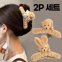 미다미 [2P세트] 몽몽 패브릭돌 래빗베어 포인트 집게핀
