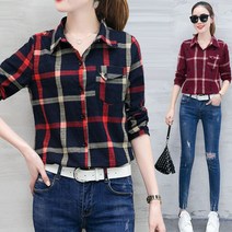 [루디아스러버] 여성 간절기 와이드 체크 남방 셔츠