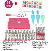 케익만들기 체험 키트 식빵 케이크 빵틀 Meibum케이크 장식 팁 세트 파이핑 스크레이퍼 페이스트리 노즐 컨버터 크림 백 제과 베이킹 도구 52 개