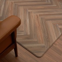 [안탈로디자인매트] PVC 양면 러그매트 새들브라운 우드헤링본 거실 거실바닥 놀이방 유아 애견 강아지 미끄럼방지 층간소음방지