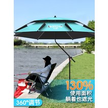 각도 조절 낚시 파라솔 각도기 방수 야외 더블 대형, 방우 심리스 보강재 2.2레이크 블루