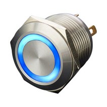 전동 자동 커튼개폐기 블라인드 19mm 3V 6V 12V 24V 3 색 (RGB) 4 핀 자동 리셋 링 내장 저항 5A 250V 금속 푸시 버튼 스위치, LED Voltage 24V, 파란