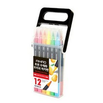 동아피엠에스 AIHAO 트윈 수채화 캘리그라피 브러쉬펜 12색 세트, 혼합 색상, 3세트