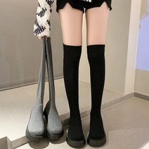 슬림니삭스부츠 싸이하이 일체형 슬림 통굽 미들