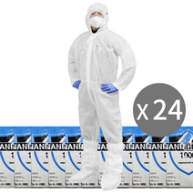 24벌 1박스 원피스작업복 일회용작업복 부직포 방진복 분진복 방역복 보호복 위생복 위생가운 일체형 흰색 화이트, 1박스/24벌-PP원피스작업복-흰색-XXL