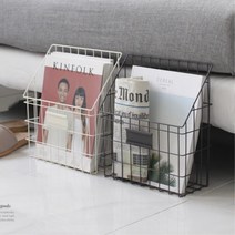 빈티지 철제책꽂이 벽걸이잡지꽂이 생리대보관함 수납통 철재바구니, 1개, 아이보리