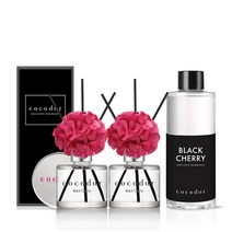 코코도르 수국 미니 디퓨저 50ml X 2개+리필액 200ml 차량용방향제 새차선물, 01 미니50/블랙체리X2, 001 리필200/블랙체리, 수국/진핑크X2