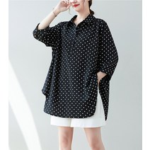 아이엠몽 여성 블라우스 도트 땡땡이 카라넥 빅사이즈 루즈핏 캐주얼 데일리 BC207065IA