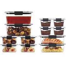 Rubbermaid 브릴리언스 샘방지 투명 식품 보관 용기 24피스 세트 BPA 프리, 플라스틱 뚜껑, 24개 세트