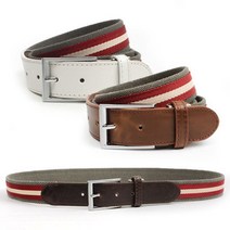 GJW650EBE 배색 남성 가죽 바지 H04 남자 캐주얼 골프 선물 벨트 패브릭 벨트 다크브라운/블랙/화이트