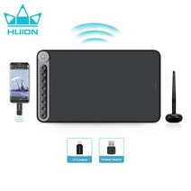 전자 칠판 노트 스마트 그림 그리는 패드 HUION-Q620M 그래픽 태블릿 무선 USB 드로잉 펜 태블릿 8192 레벨 압력 디지털 스타일러스 다이얼 8 키 지원 안드로이드, 검은색