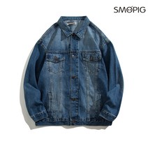 SMOPIG 보카시 멀티 카라 워싱 데님 재킷