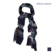 올리비아로렌 네이비 배색 체크 스카프 VYCXFVW9331