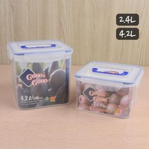 손잡이 간장게장 음식 소분통 밀폐 용기 사각 반찬, 2.4L, 1개
