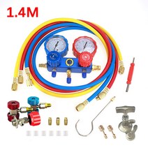 매니폴드게이지 냉매 게이지 자동차 에어컨 압력 매니폴드 호스 키트 세트 박스 R22 R-410A R-134a R-404A, [01] 빨간