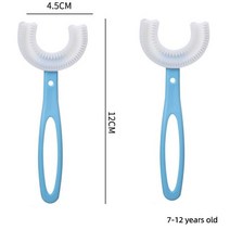 360 도 U자형 아기 칫솔 실리콘 구강 관리 청소, 9.BlueB 2pcs