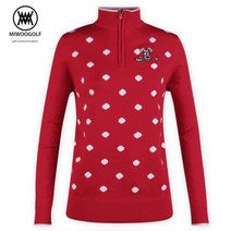 [미우골프] 여성 캐릭터 구름 반집업 골프 니트 셔츠