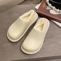 아이엠몽 여성 통굽 기모 벨벳 퍼 안감 따뜻한 홈 슬리퍼 무지퍼