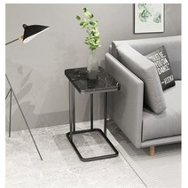천연 대리석 세라믹 사이드 테이블 골드 침대 쇼파 티 거실 협탁 보조 간이 철제 탁자, 올블랙