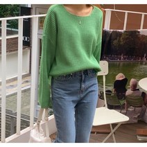 국내제작 여성 루즈핏 트임 그물 긴팔 니트 사랑스러운 파스텔톤 봄 가을 겨울 사계절 여친룩 코디 데이트룩 고퀄리티 라운드넥 니트